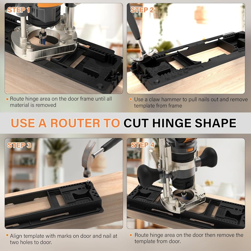 Sebupar Door Hinge Jig, Door Hinge Mortiser Hinge Installation Kit, Hinge Jig for Door and Door Frame/Jamb, Fits for 8 Hinge Sizes from 2-1/2" to 6" and 5 Door Thickness from 1-3/8" to 2-1/2". - Image 5